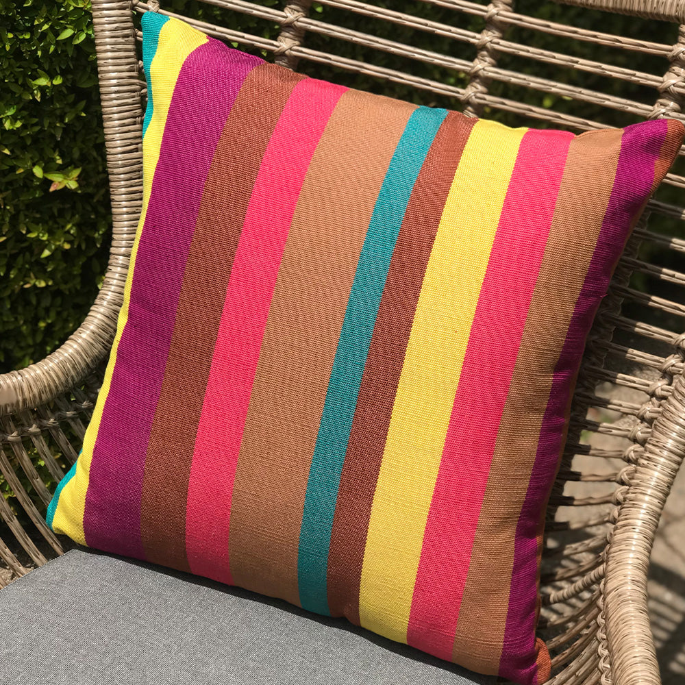 Sally cushion made with 100% organic cotton. Design by Woven. Handwoven in Guatemala.